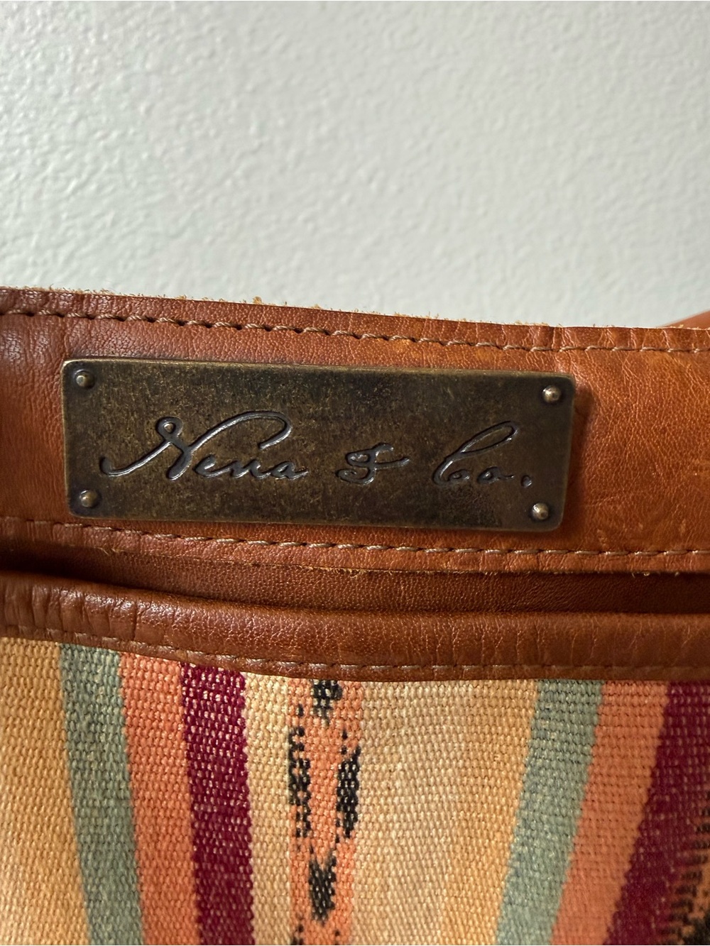 Nena & Co. Striped Guatemalan huipil and leather bag - Picture 7 of 12
